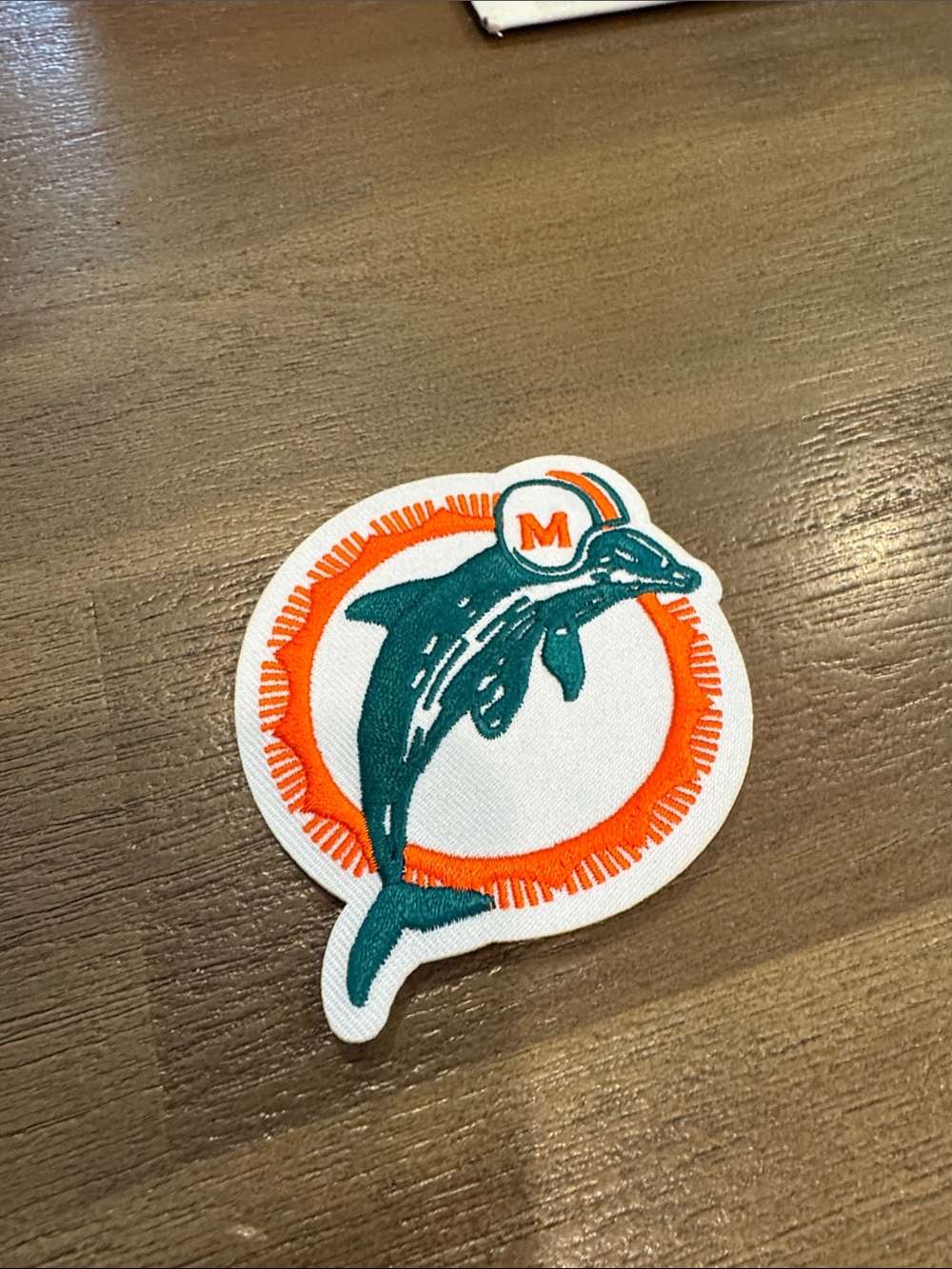Embroidered Dolphin Patch in Teal and Orange